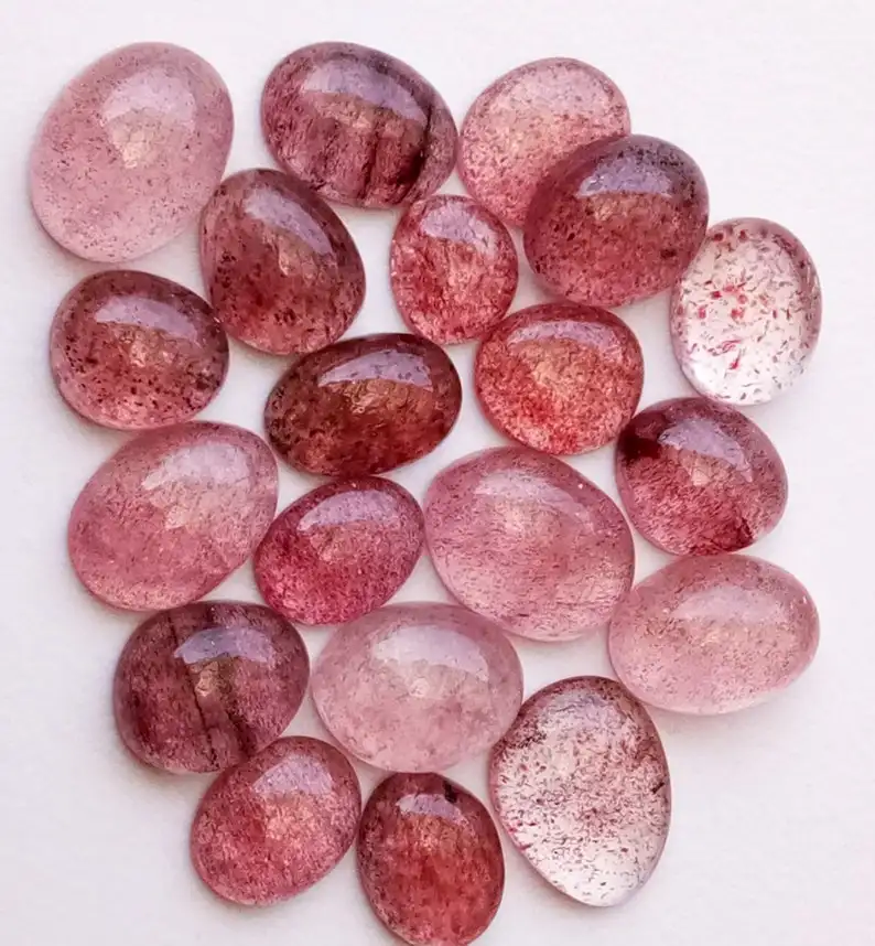 Cherry Quartz Cabochon Stone Natural Loose Gemstone Wholesale Gemstone Supply Pink Cherry Quartz Strawberry Quartz