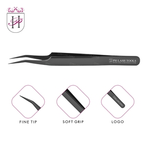 Custom Logo Eyelash Tweezer Black Color Stainless Steel Lash Tweezer for Eyelash Extensions with Your Company Name or Logo - Product Image 6
