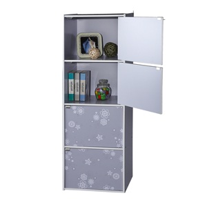 Living room 4-Tier Cabinet with 4-Door in Flower Pattern - Product Image 5