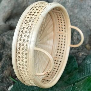 Bandeja de servicio de mimbre de tejido abierto, bandeja de servicio de lujo - Product Image 3