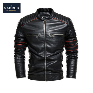 Veste rétro en cuir polaire pour hommes, manteau tendance hiver chaud Streetwear pour motos - Product Image 4