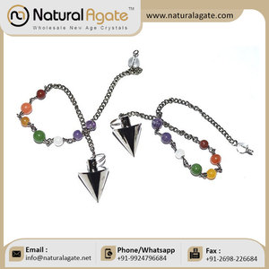 ชี้ลูกตุ้มโลหะทองแดงสีดำพร้อมห่วงโซ่จักระ - Product Image 6