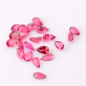 天然粉色电气石梨形明亮切割松散宝石用于珠宝制作电气石泪珠切割松散宝石
