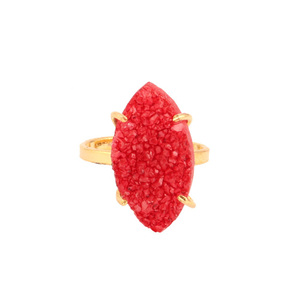 Offre Spéciale Réglable Rouge Sucre Druzy Prong Réglage Marquise Forme Gemme Déclaration Anneau Femmes Fête De Mariage Anniversaires - Product Image 1