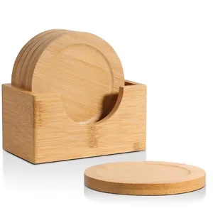 लकड़ी कोस्टर सेट दौर बरतन Tableware हस्तनिर्मित लकड़ी कोस्टर सेट विंटेज डिजाइन तालिका के शीर्ष लकड़ी चाय कोस्टर