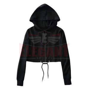 เสื้อฮู้ดผ้าฝ้ายตัวสั้นสำหรับผู้หญิงเสื้อผ้าลำลองแนวสปอร์ตออกแบบได้ตามต้องการ - Product Image 2