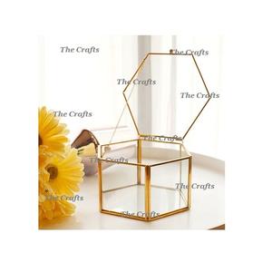 Boîte à bijoux rectangulaire en métal et verre de forme avec boîte à bijoux décorative de table de taille personnalisée de qualité supérieure - Product Image 5