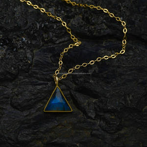 Pendentif plaqué or en argent sterling 925 de qualité fine avec pierres précieuses Labradorite - Product Image 1