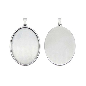 จี้โลหะเงินแท้20X30เสน่ห์ของ Collet 925มม.,เครื่องประดับแบบฝาเปิดทรงหลังเบี้ยตั้งค่ารอยหยักล่วงหน้า - Product Image 2