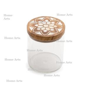 Classic Design Acrylic <b>Sweets</b> <b>Box</b> With MOP Wood Lid Premium Quality Round Shape Dry Fruits Storage <b>Box</b> In India - Product Image 3