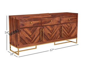 Mueble de madera marrón de 3 puertas, estante de almacenamiento para libros, sala de estar, oficina, cocina, decoración del hogar - Product Image 6