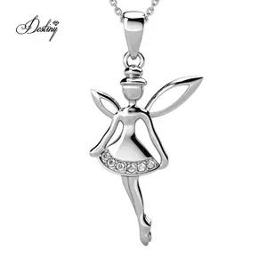 Collier pendentif en cristal autrichien, bijoux motif fées, pour femmes et enfants, petite fleur, conte de fées, vente en gros