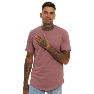 En gros Nouvelle Arrivée Scoop Bas Shirt Personnalisé Impression 100% Coton Hommes de Course Ourlet Incurvé T chemise - Product Image 4