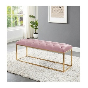 Banc de couleur argent en acier inoxydable au design admirable avec banc de taille et de forme personnalisées en cuir pour la maison et les hôtels - Product Image 3