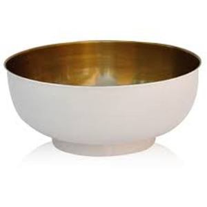 Luxury Decorative <b>White</b> and Gold <b>Bowl</b> for Table Decoration Most Selling Metal Oval Shape <b>Bowl</b> for <b>Serving</b> Food and Sweet at Sale - Product Image 3