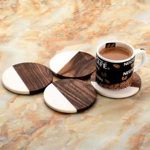 Posavasos de madera de mármol para el hogar, posavasos personalizado con forma hexagonal, creativo - Product Image 2