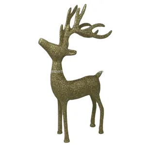 Escultura de desenho de metal de rena, design de metal, ouro, glittered, animal, festa e natal, decoração de sapato interno