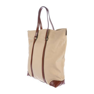 Bolso de lona hecho a mano con logotipo personalizado Forro de cuero genuino Dos correas de cuero Cierre de cremallera Característica duradera-Moda asequible - Product Image 4