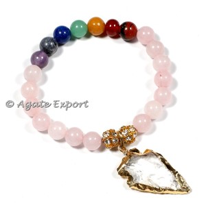 Nouvelle arrivée fait à la main Quartz Rose avec Chakra Arrowhead Bracelets - Product Image 1