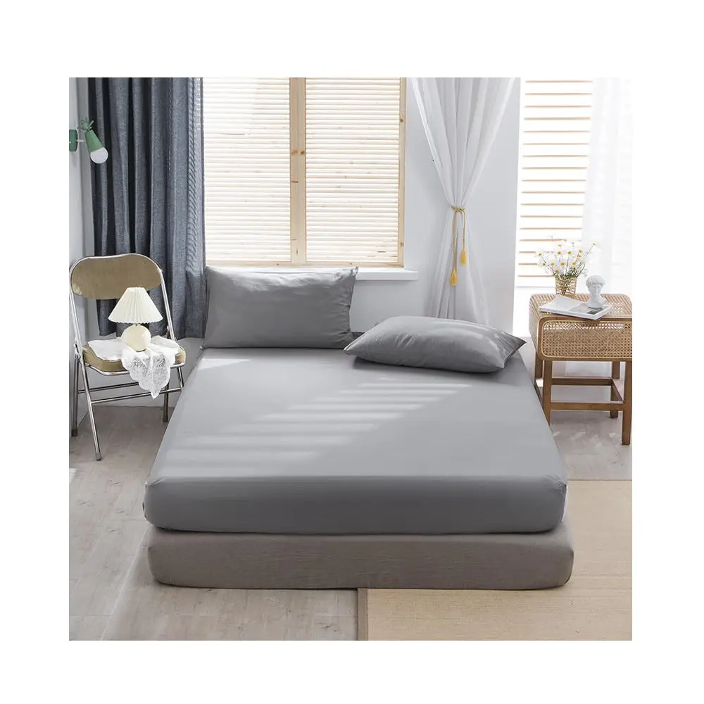 Customised Size Cool Touch 100% Cotton Knitted Folding Mat Plain Dyed Waterproof Smooth Protector Mattress Cover