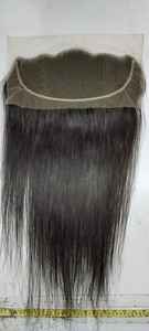 13X4 oreille oreille avant dentelle fermetures perruques frontal dentelle indienne Extensions de cheveux vierge Remy soyeuse droite vague Machine Double trame - Product Image 3