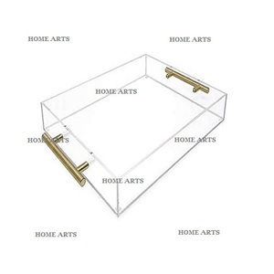 Bandeja de comida acrílica de diseño clásico con asas de metal Bandeja de comida de forma cuadrada de la más alta calidad en la India - Product Image 6