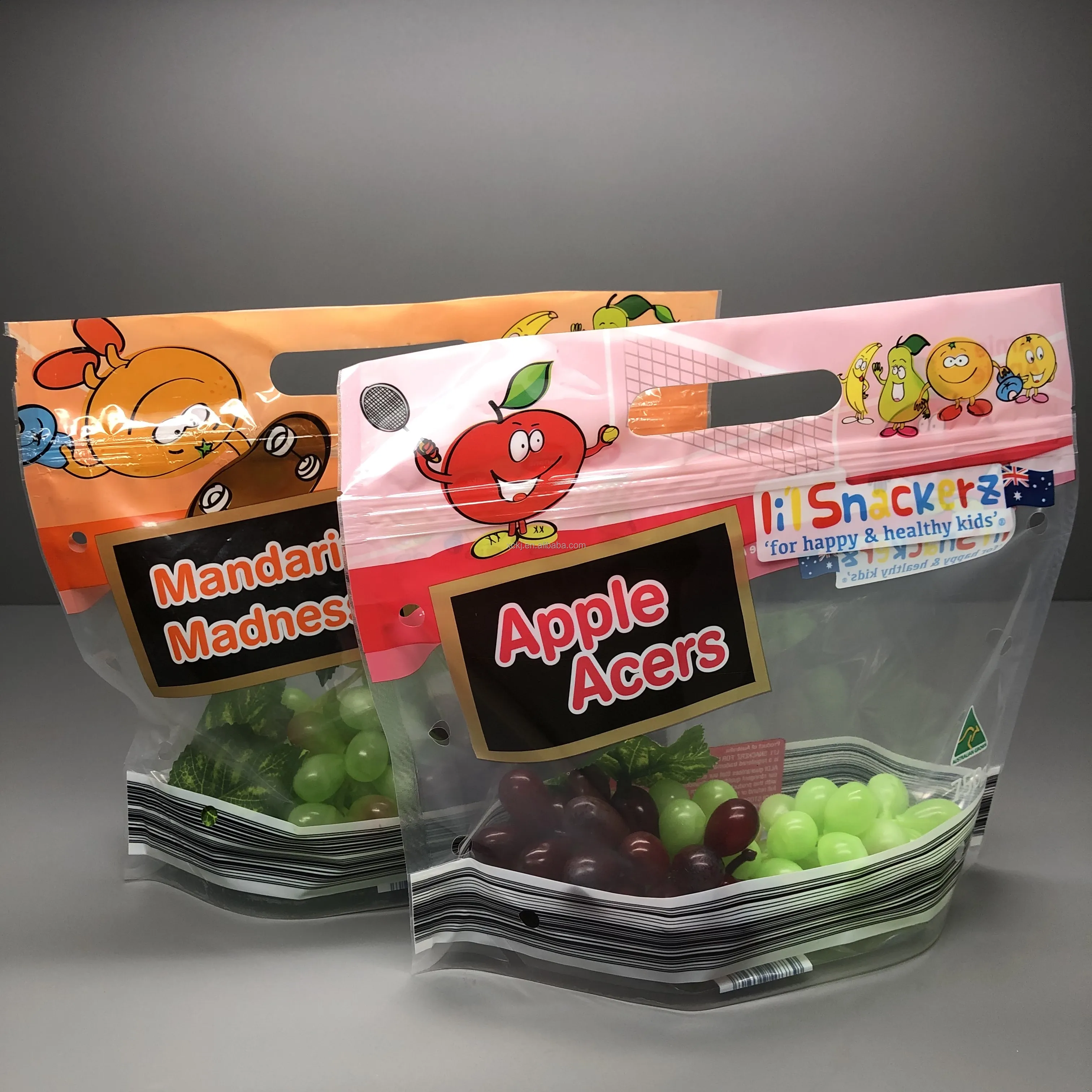 Fresh Lock Packaging Pouch Vent Hole And Handle, Grape, Mango, Fruit, Vegetable, PP slider Lock Zipper