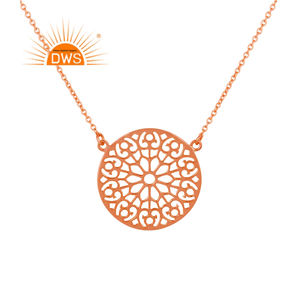 Art Deco Design Pendant Necklace Rose Gold Plated Silver <b>Jewelry</b> Supplier Handmade Silver Necklace for Women Gift for Her - Product Image 1