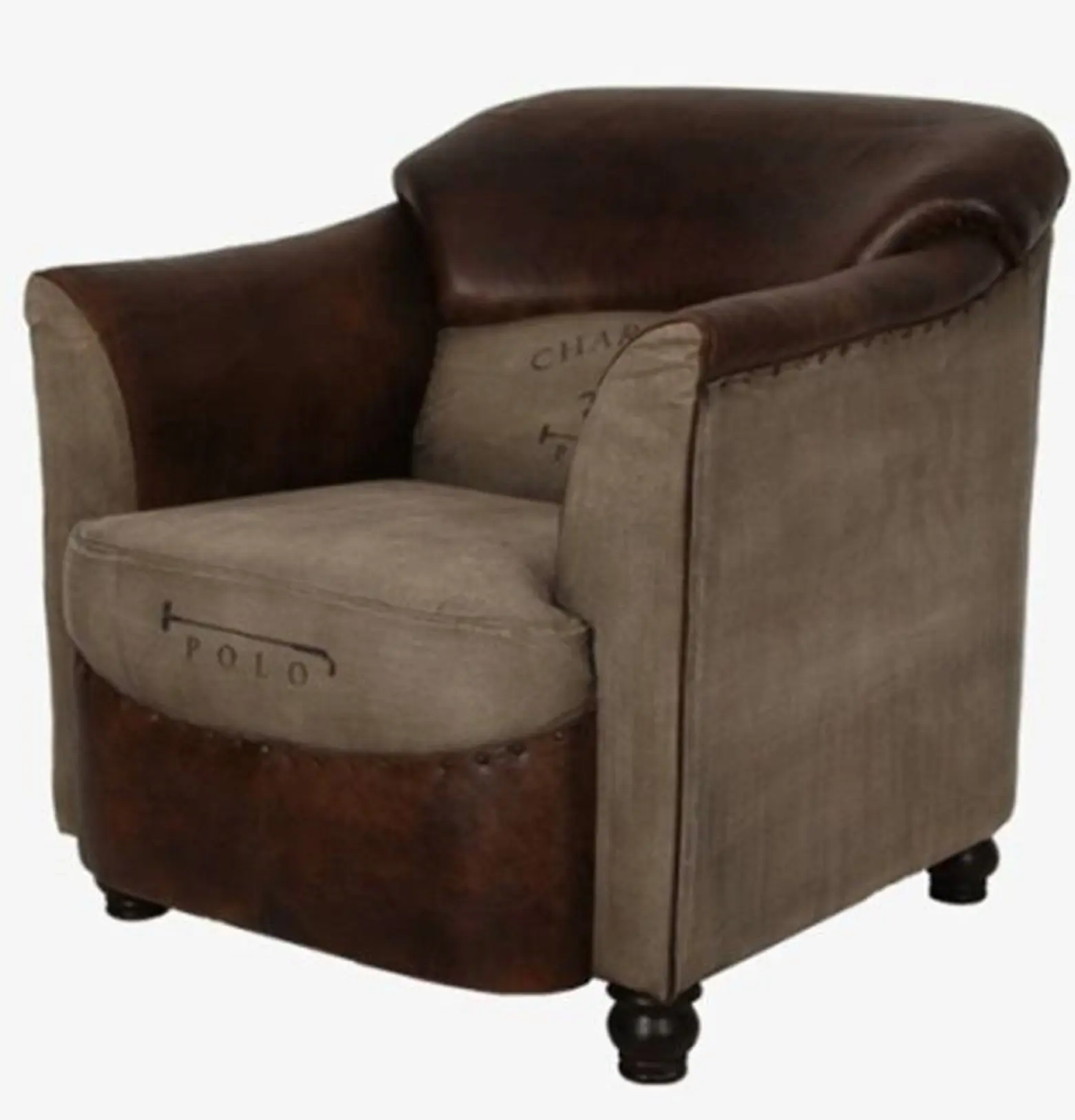 Lüks Vintage stil tek koltuk Modern antika tasarım hakiki deri tuval kanepe oturma odası kanepe Chesterfield kanepe ev için