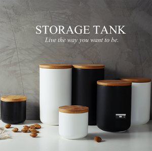 โถเซรามิกสไตล์นอร์ดิกสำหรับเก็บอาหารแห้ง ชา กาแฟ <span class=keywords><strong>เครื่องปรุง</strong></span>รส พร้อมฝาปิด ปลอดภัยสำหรับอาหาร - Product Image 2