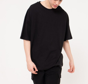 Camiseta Básica Negra de Mezclilla Estilo Retro, Cuello Redondo, Lisa, 100% Algodón, Talla Grande, Nueva Tendencia de Verano 2022 - Product Image 2