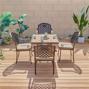 Juego de muebles <span class=keywords><strong>para</strong></span> exteriores de aluminio fundido, juego de mesas de comedor y sillas <span class=keywords><strong>para</strong></span> <span class=keywords><strong>patio</strong></span>, conjunto de jardín al aire libre, <span class=keywords><strong>pila</strong></span> moderna - Product Image 6