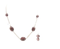 Set kalung batu permata Amethyst wanita modis perhiasan modis tipe untai berlapis perak & emas untuk pernikahan