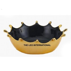 Cuenco chapado en oro de forma redonda de Metal de aluminio Estilo elegante Venta caliente Cuenco decorativo moderno para el hogar de calidad superior - Product Image 1