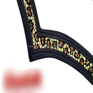 Bandas ecuestres de cuero de alta calidad para cejas de caballo, con cristales Hotfix y decoración de perlas, fabricante indio al por mayor - Product Image 3