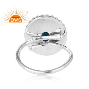 Natural Blue Topaz Gemstone Ring Jewelry Wholesaler Antique Designer Oxidized 925 Silver Women's Ring Jewelry - Product Image 3