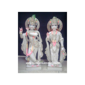 Sculpture religieuse de Radha Krishna en marbre blanc poli de haute qualité - Product Image 1