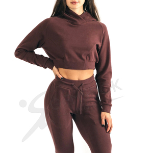 100% algodón Mujer Pullover Crop Hoodie Venta al por mayor de calidad superior personalizado Casual Fitness Gym Workout Mujeres Cropped Hoodie - Product Image 6