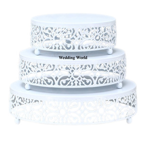 Soporte redondo de pastel de Metal de Color blanco, soporte de pastel de diseñador hecho a mano de alta calidad, tamaño personalizado, nuevo soporte de pastel de Metal elegante - Product Image 4