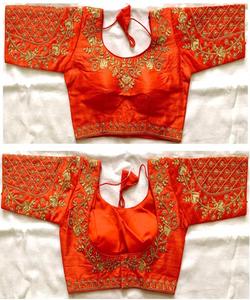 Festival Wear Georgette Embroidery Sequined Button Hole <b>Butterfly</b> Sleeve Blouse Party Wear Ready Stitched In-Stock Wholesale - Product Image 5