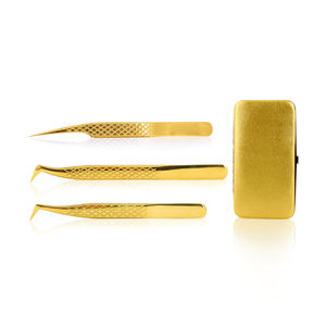 ที่หนีบขนตาสีทองทั้งชิ้นปลายแหลมทำจากสเตนเลสสตีลที่จับติดเพชร - Product Image 2