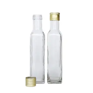 Vanjoin Großhandel 180ml 250ml 500ml Quadratische Glass auce Marasca Flasche mit manipulation sicherer Kappe für essbare Olivenöl verpackungen