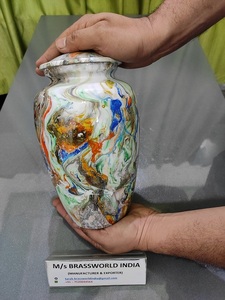 Brassworld India Aluminum Hand-Painted Metal Cremation Urn <b>Funeral</b> <b>Supplies</b> - Product Image 2