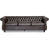 Blue Ocean Chesterfield Ecksofa-Set aus Echtem Leder, Konvertierbar, Ausziehbar, Verstellbar, Kühlend, Dreiteiliges Wohnzimmermöbel