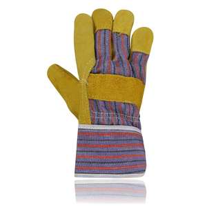 Gants industriels gants de Construction en croûte de cuir de vache jaune, coton à l'arrière, manchette caoutchoutée de différentes tailles - Product Image 3