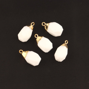 Pepitas de ágata blanca natural personalizadas, conector de una sola bola, oro elegante, galvanizado, gemas, dijes, conectores de joyería - Product Image 2