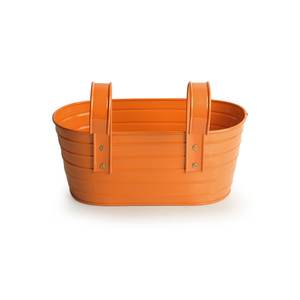 Macetero de hierro galvanizado para exteriores e interiores, color naranja brillante - Product Image 3