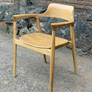 Meubles de jardin d'extérieur en teck de haute qualité, chaise à manger moderne avec cordes en bois tissé - Product Image 1