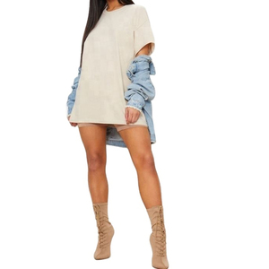 Camisetas holgadas con cuello redondo para mujer, ropa de algodón peinado de gran tamaño, gran oferta, precio barato - Product Image 1