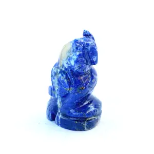 Figura de coruja com pedra preciosa de lápis laser, decoração caseira artesanal